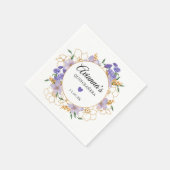 キンセアニェラパープル金ゴールドフローラパーティー スタンダードカクテルナプキン (角)