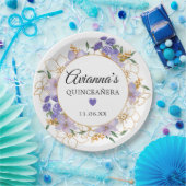 キンセアニェラパープル金ゴールドフローラパーティー ペーパープレート (パーティー)