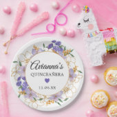 キンセアニェラパープル金ゴールドフローラパーティー ペーパープレート (パーティー)