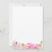 キンセアニェラピンクと金ゴールド水色フローラ 招待状 (裏面)