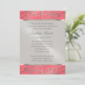 キンセアニェラピンクと銀のフィリグリーの渦巻き 招待状 (スタンド正面)