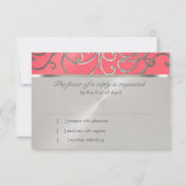 キンセアニェラピンクと銀のフィリグリーの渦巻き 招待状 (裏面)