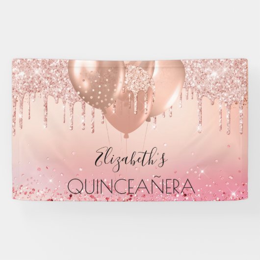 キンセアニェラピンクのバラ金ゴールド 横断幕 (横)