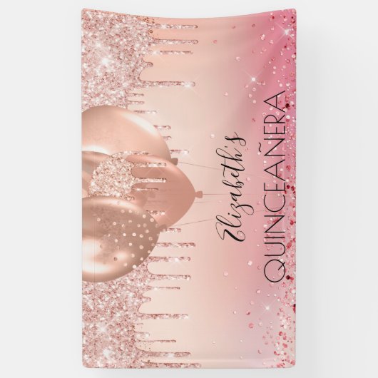 キンセアニェラピンクのバラ金ゴールド 横断幕 (縦)