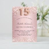 キンセアニェラピンクのローズ金ゴールド 招待状 (スタンド正面)