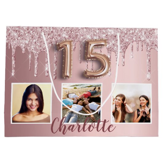 キンセアニェラピンクグリッタードリップス写真名 ラージペーパーバッグ (裏面)