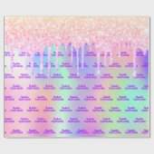 キンセアニェラピンクグリッターバラ金ゴールド虹色 ラッピングペーパー (フラット)