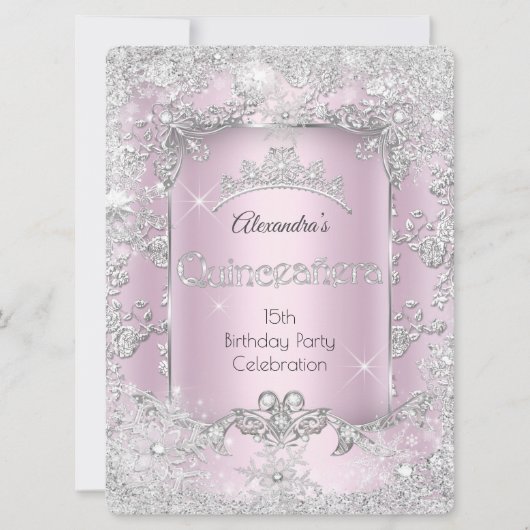 キンセアニェラピンクシルバーティアラウィンターワンダーランド 招待状 (正面)