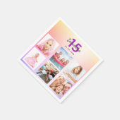 キンセアニェラピンクパープルバラ金ゴールド名 スタンダードカクテルナプキン (角)