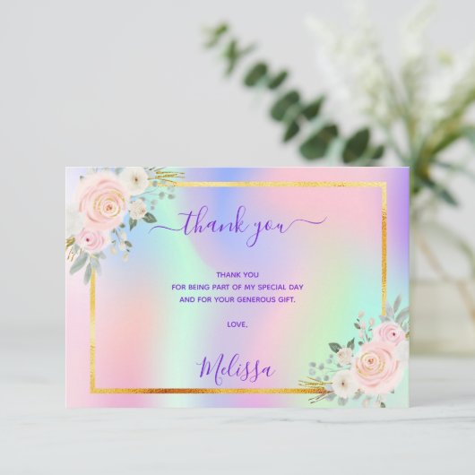 キンセアニェラピンクパープルフォトレインボーフローラ サンキューカード (スタンド正面)