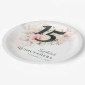 キンセアニェラピンクフローラ素朴15thバースデーパーティー ペーパープレート (アングル)