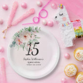 キンセアニェラピンクフローラ素朴15thバースデーパーティー ペーパープレート (パーティー)