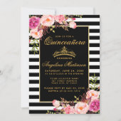 キンセアニェラピンクフローラ金ゴールドクラウンストライプズ 招待状 (正面)