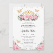 キンセアニェラピンクフローラ金ゴールドクラウン蝶 招待状 (正面)
