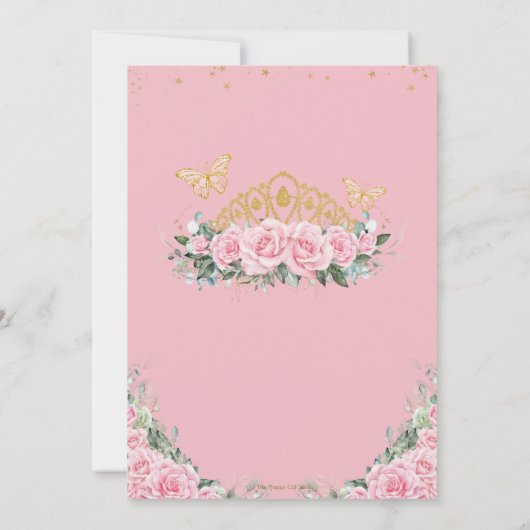 キンセアニェラピンクフローラ金ゴールドクラウン蝶 招待状 (裏面)
