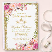 キンセアニェラピンクフローラ金ゴールドグリッタークラウン招待状 招待状