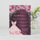 キンセアニェラピンクブルゴーニュグリッタードレスフローラ 招待状 (スタンド正面)