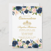 キンセアニェラピンクブルーフローラ金ゴールドクラウン写真 招待状 (正面)