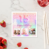 キンセアニェラピンクホログラフィックドリップ スタンダードカクテルナプキン (インサイチュ)