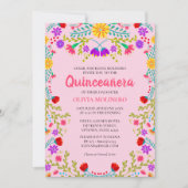 キンセアニェラピンクメキシコフローラ15誕生日 招待状 (正面)