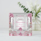 キンセアニェラピンクローズタッセルスシルバーティアラ 招待状 (スタンド正面)