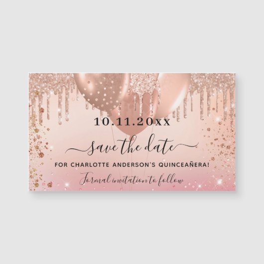 キンセアニェラピンクローズバルーン日付磁石を保存 (正面)