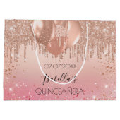 キンセアニェラピンクローズ金ゴールドグリッタードリップバルーン ラージペーパーバッグ (裏面)