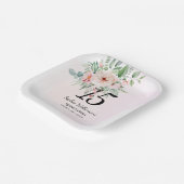 キンセアニェラピンク素朴フローラ15誕生日 ペーパープレート (傾斜あり)