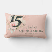 キンセアニェラピンク素朴フローラ15誕生日 ランバークッション (正面)