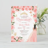 キンセアニェラピンク赤面バラエレガントバタフライInv 招待状 (スタンド正面)