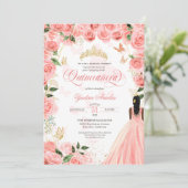 キンセアニェラピンク赤面バラエレガントバタフライInv 招待状 (スタンド正面)