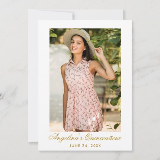 キンセアニェラピンク赤面フローラ金ゴールドクラウン写真 招待状 (裏面)