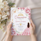 キンセアニェラピンク金ゴールドドレスフローラ 招待状