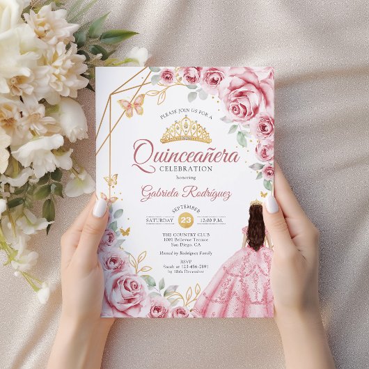 キンセアニェラピンク金ゴールドドレスフローラ 招待状