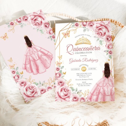 キンセアニェラピンク金ゴールドドレスフローラ 招待状