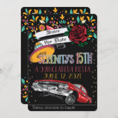 キンセアニェラフィスタフローラローライダー&レッドローズ 招待状 (正面/裏面)