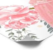 キンセアニェラフォトウェルカムサインピンクフローラ金ゴールド ポスター (角)