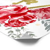 キンセアニェラフォトウェルカムサインレッドフローラ金ゴールド ポスター (角)