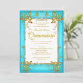 キンセアニェラフォトティール（緑がかった色）ブルー金ゴールドダイヤモンドティアラ 招待状 (スタンド正面)