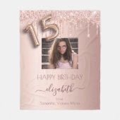 キンセアニェラフォトバラ金ゴールドグリッターピンクの友人 フリースブランケット (正面)