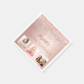 キンセアニェラフォトバラ金ゴールドグリッターピンクシルバー スタンダードカクテルナプキン (角)