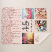 キンセアニェラフォトバラ金ゴールドグリッター赤面 シェルパブランケット (正面(横))