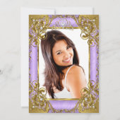 キンセアニェラフォトパープルホワイトゴールデンパールティアラ 招待状 (裏面)