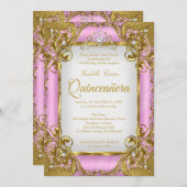 キンセアニェラフォトピンクホワイトゴールデンパールティアラ 招待状 (正面/裏面)