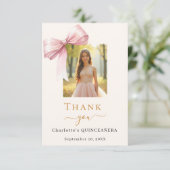 キンセアニェラフォトピンクボウクリーム サンキューカード (スタンド正面)