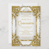 キンセアニェラフォトホワイトゴールデンパールティアラパーティー 招待状 (正面)