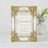 キンセアニェラフォトホワイトゴールデンパールティアラパーティー 招待状 (スタンド正面)