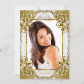 キンセアニェラフォトホワイトゴールデンパールティアラパーティー 招待状 (裏面)