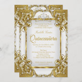 キンセアニェラフォトホワイトゴールデンパールティアラパーティー 招待状 (正面/裏面)