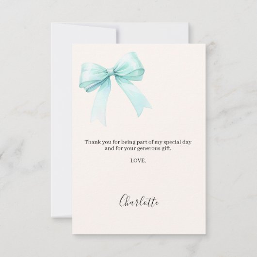 キンセアニェラフォトボウティール（緑がかった色）クリーム サンキューカード (裏面)